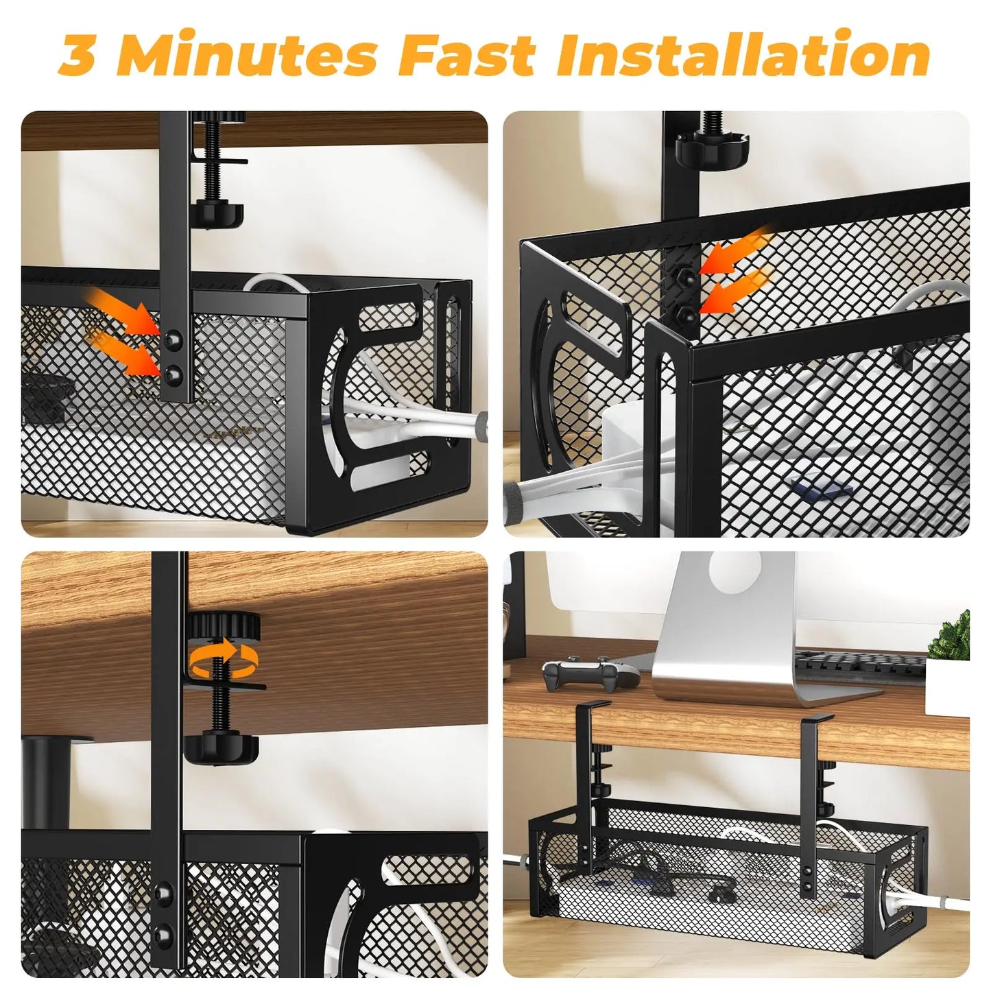 Under Desk Cable Management Tray – Premium Cable Organiser for Clean & Clutter-Free Desk Setups