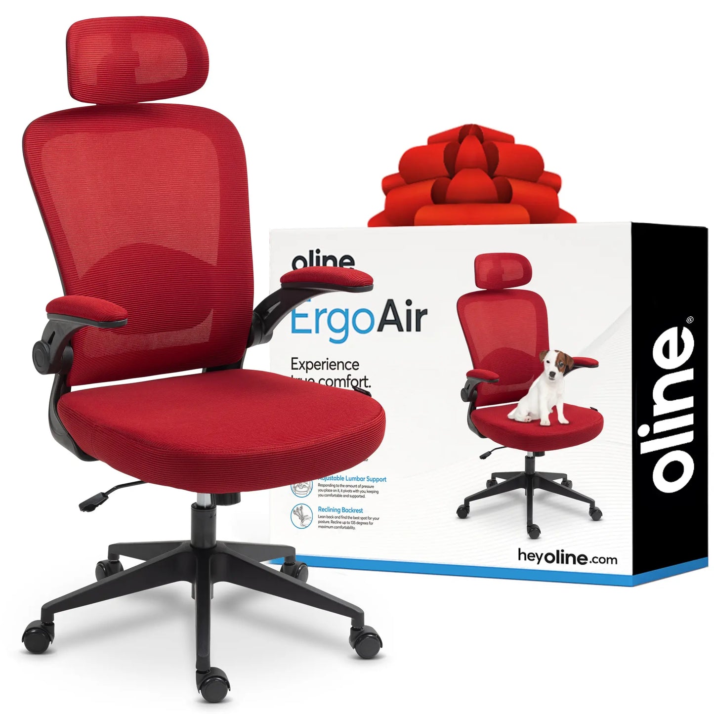 Ergonomic Mesh Office Chair – Adjustable Lumbar Support, Headrest & Flip-Up Armrests for Home Offices & Desk Setups