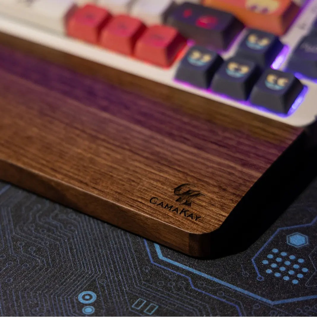 Walnut Wooden Keyboard Wrist Rest – Ergonomic Palm Support for 60%, 65%, 75% Mechanical Keyboards