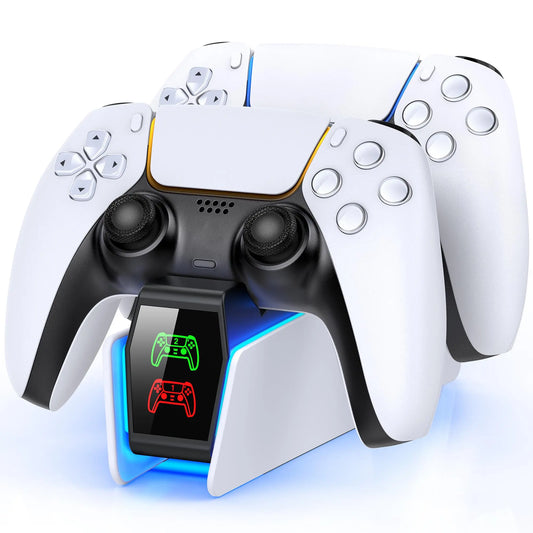 PS5 Dual Controller Charging Station – Fast Charging Dock with RGB Lighting & LED Indicators for PlayStation 5 Controllers