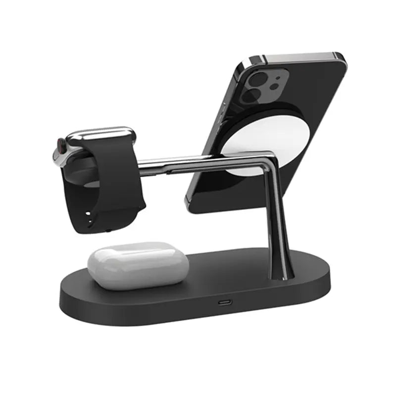 Magnetic Wireless Charging Stand with Night Light – 15W Fast Charging Zinc Alloy Phone Stand with USB-C