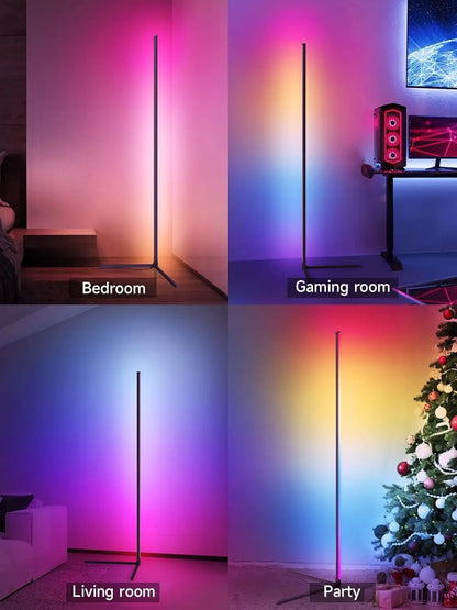 Smart LED Corner Floor Lamp, App & Remote Controlled RGB Light for Bedroom Corner Decor