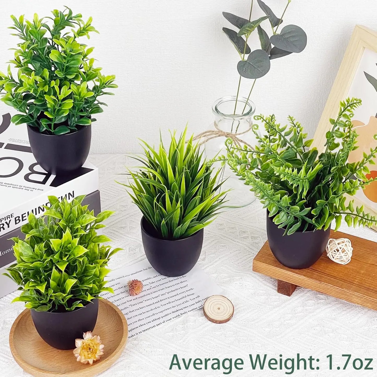Artificial Potted Plants Set – Realistic Faux Greenery for Desk Setups, Home Offices & Home Décor