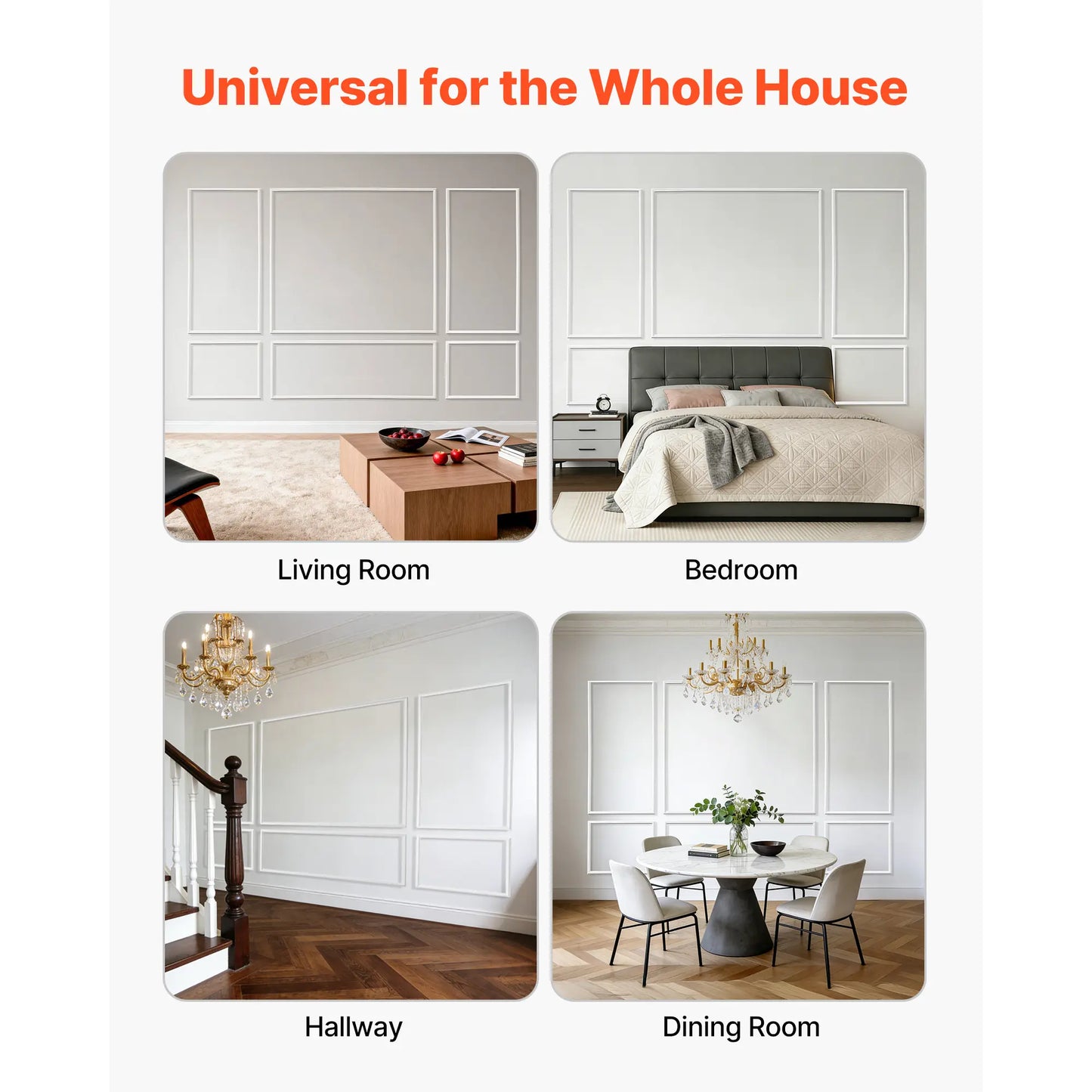 Modern Wall Moulding Kit – Paintable Wainscoting Panels for Living Rooms, Bedrooms & Home Décor