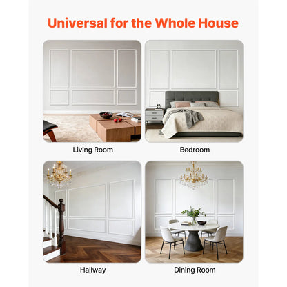 Modern Wall Moulding Kit – Paintable Wainscoting Panels for Living Rooms, Bedrooms & Home Décor