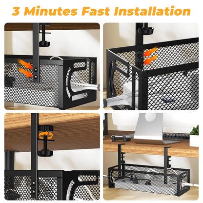 Under Desk Cable Management Tray – Premium Cable Organiser for Clean & Clutter-Free Desk Setups