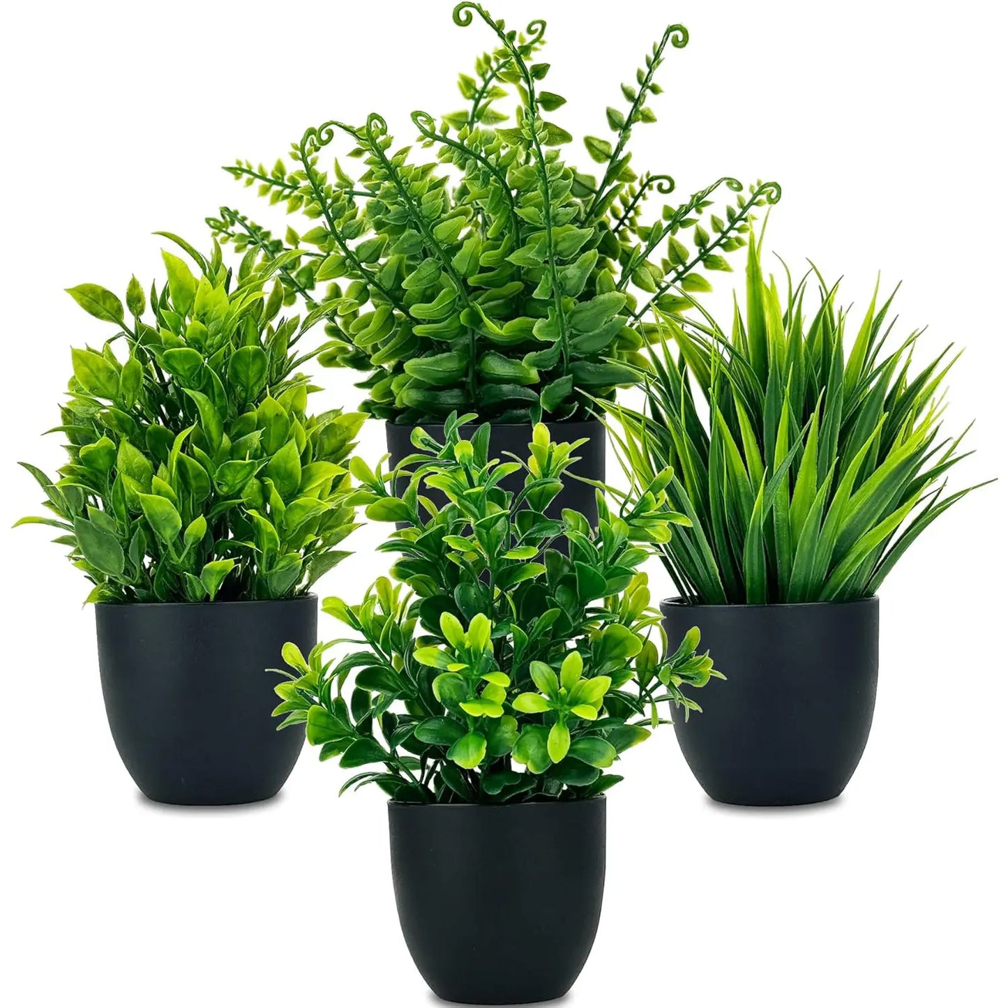 Artificial Potted Plants Set – Realistic Faux Greenery for Desk Setups, Home Offices & Home Décor