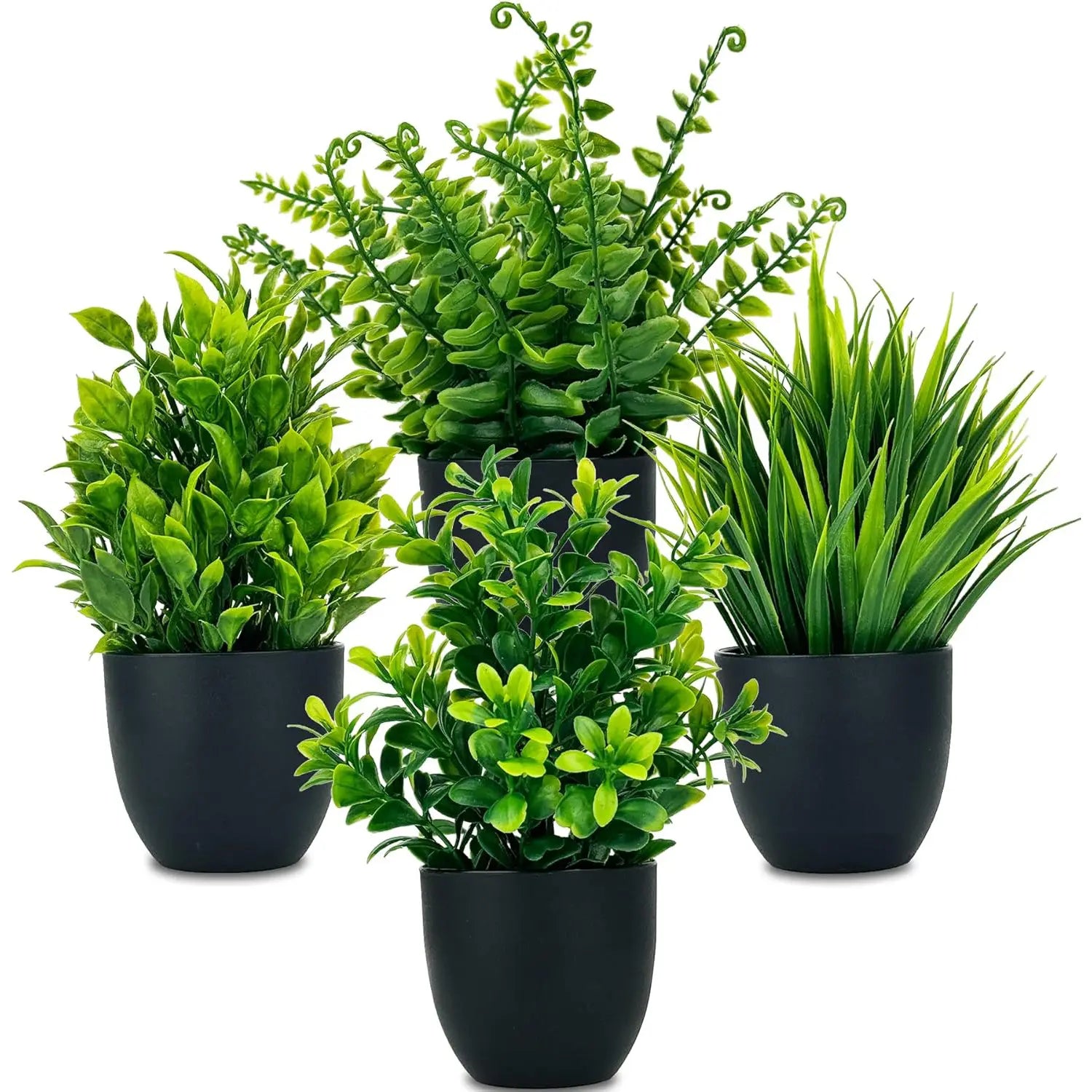Artificial Potted Plants Set – Realistic Faux Greenery for Desk Setups, Home Offices & Home Décor