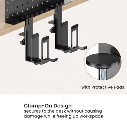 Clamp-On Desk Organiser with Headphone Holder & Pegboard – Space-Saving Storage for Desk Setups & Home Offices