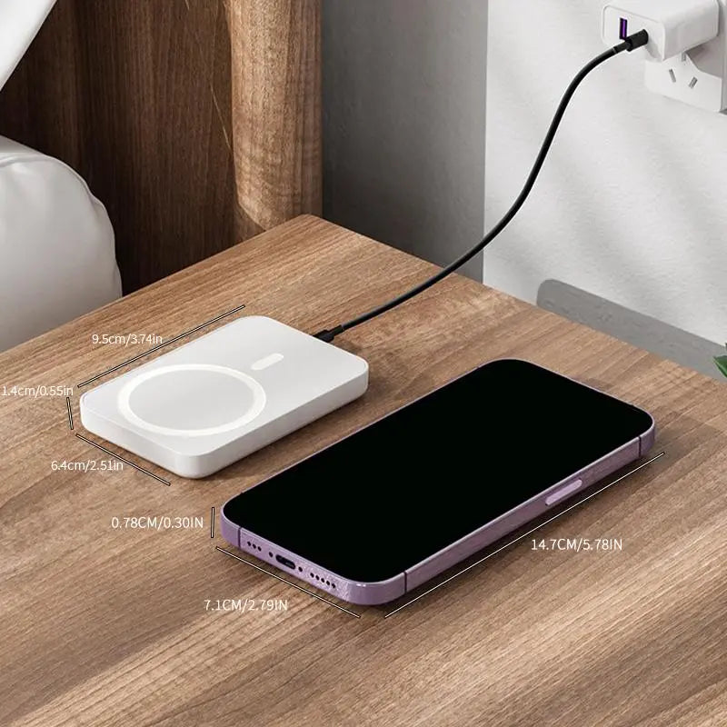 5000mAh Magnetic Power Bank – Portable MagSafe Wireless Charger for iPhone 12–17 Series