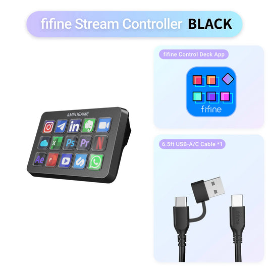 FIFINE Ampligame D6 Stream Controller – 15-Key Programmable Macro Pad