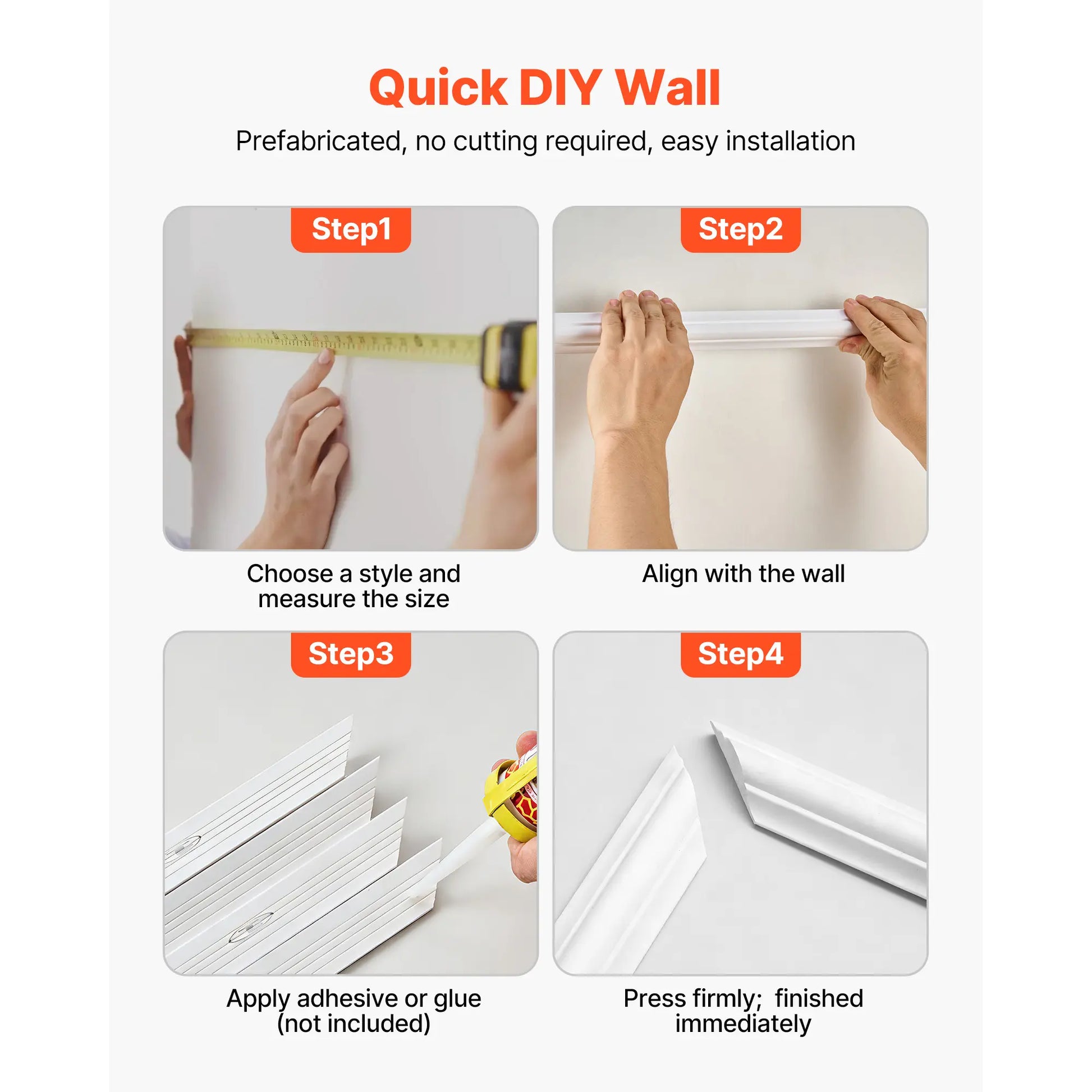 Modern Wall Moulding Kit – Paintable Wainscoting Panels for Living Rooms, Bedrooms & Home Décor