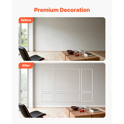 Modern Wall Moulding Kit – Paintable Wainscoting Panels for Living Rooms, Bedrooms & Home Décor