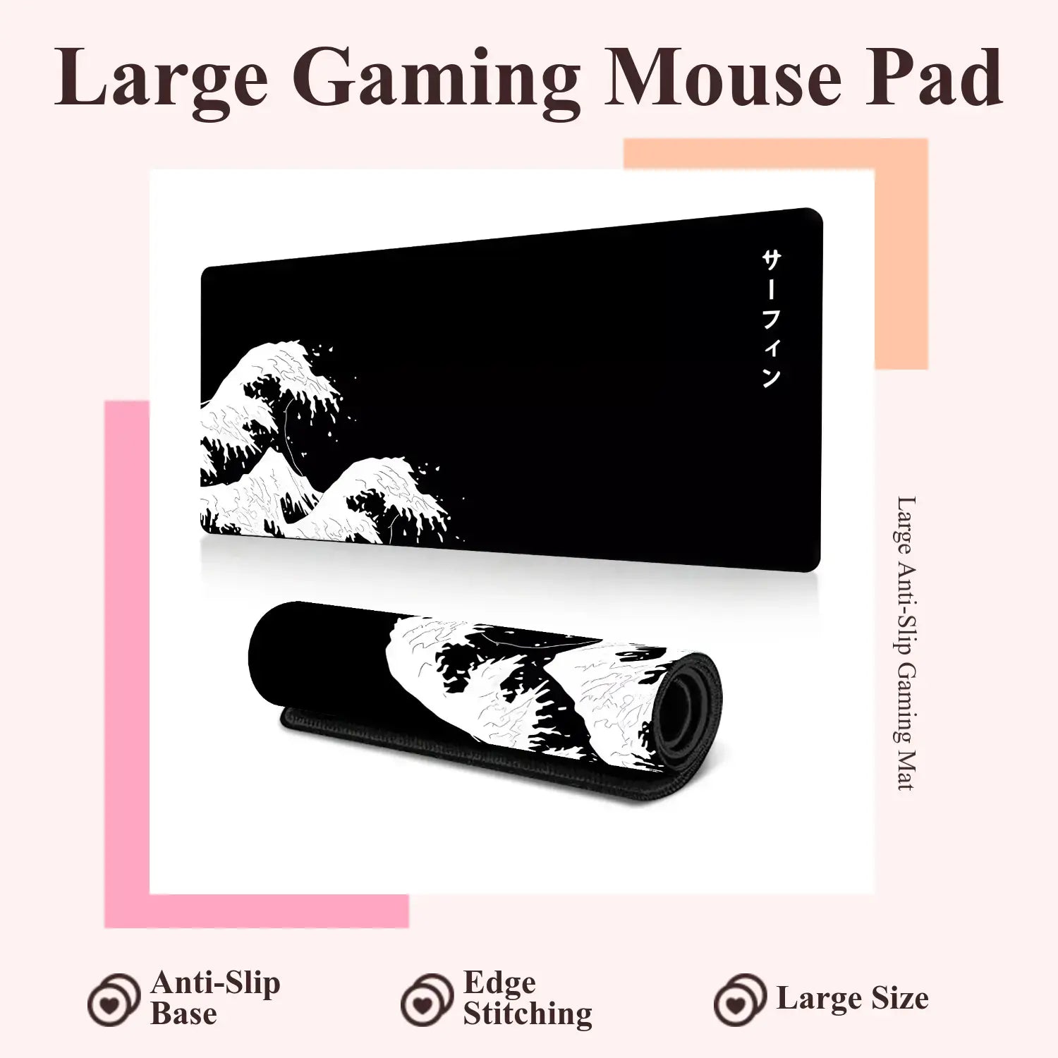 Wave Pattern Extended Desk Mat – Premium Non-Slip Gaming Mouse Pad