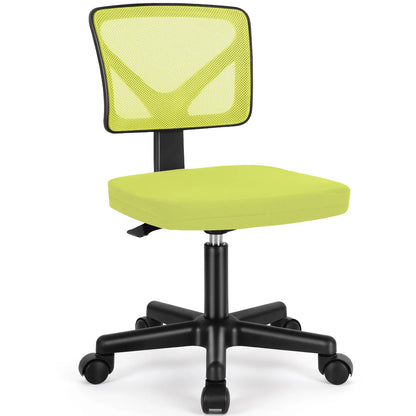 Ergonomic Armless Office Chair – Adjustable Mesh Desk Chair with Wheels for Home Offices & Workspaces