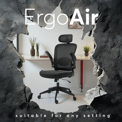 Ergonomic Mesh Office Chair – Adjustable Lumbar Support, Headrest & Flip-Up Armrests for Home Offices & Desk Setups