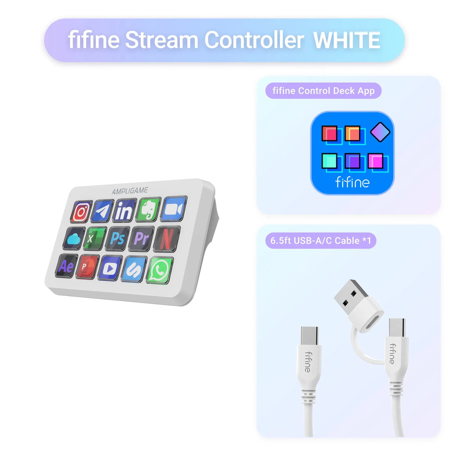 FIFINE Ampligame D6 Stream Controller – 15-Key Programmable Macro Pad