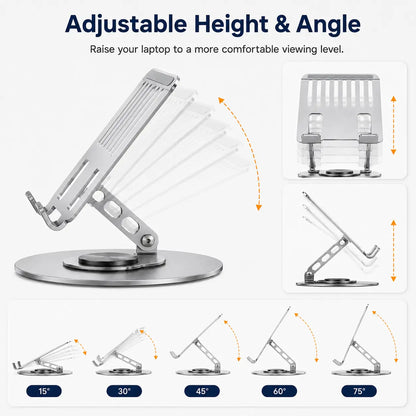 360° Rotating Adjustable Laptop Stand – Foldable Aluminium Laptop Riser for Desk Setups & Home Offices