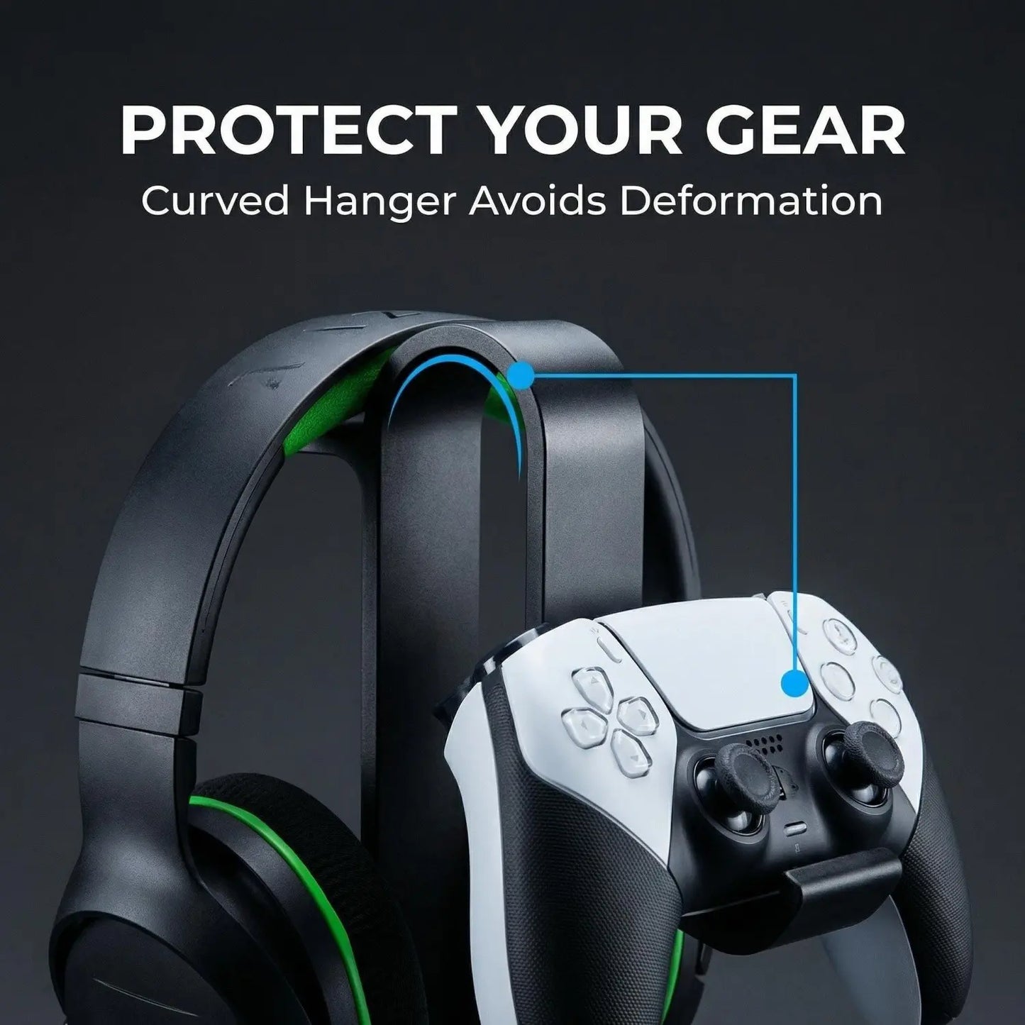 Gaming Headset & Controller Stand – Desktop Organiser for PS5, PS4, Xbox & Nintendo Switch Setups