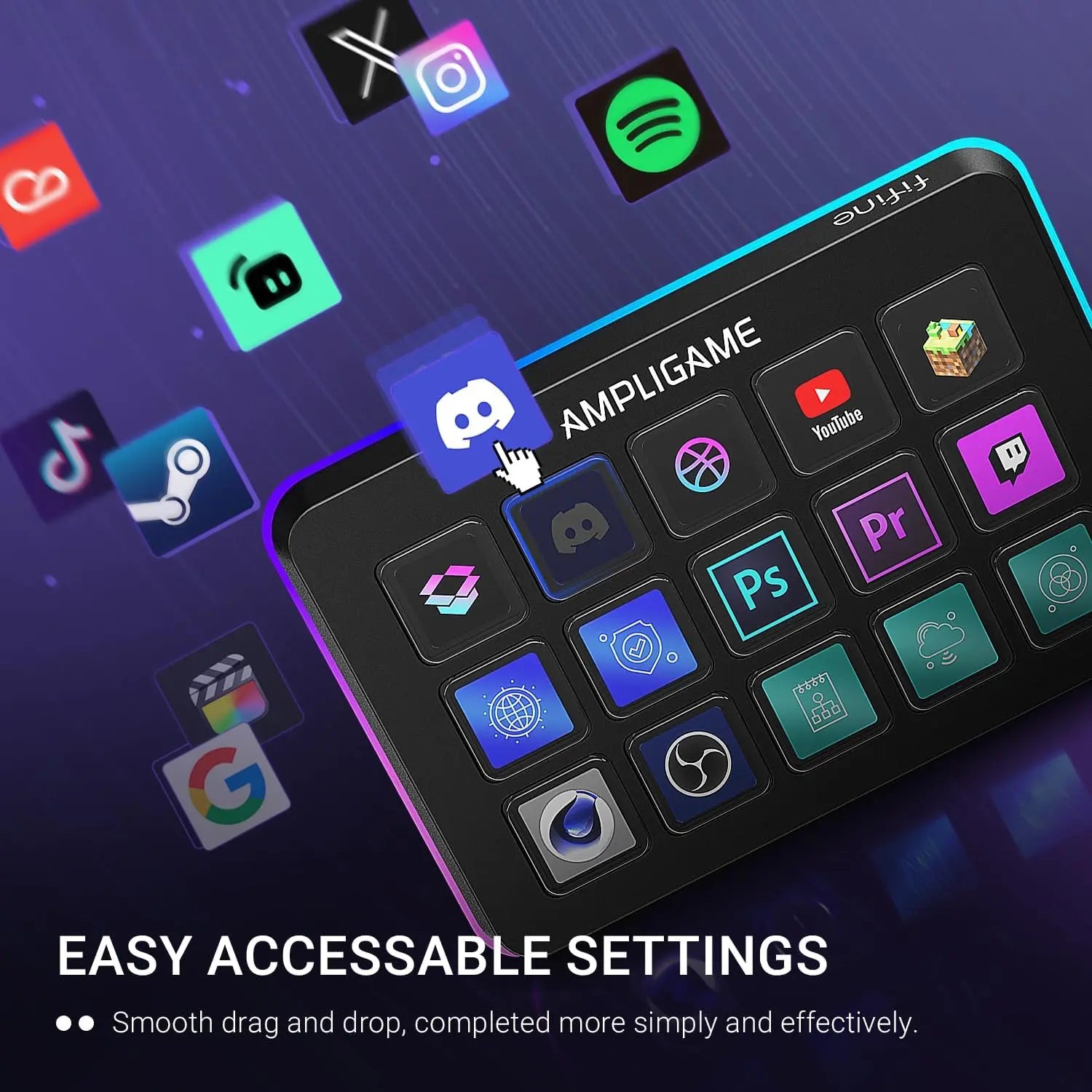 FIFINE Ampligame D6 Stream Controller – 15-Key Programmable Macro Pad
