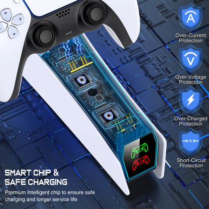 PS5 Dual Controller Charging Station – Fast Charging Dock with RGB Lighting & LED Indicators for PlayStation 5 Controllers