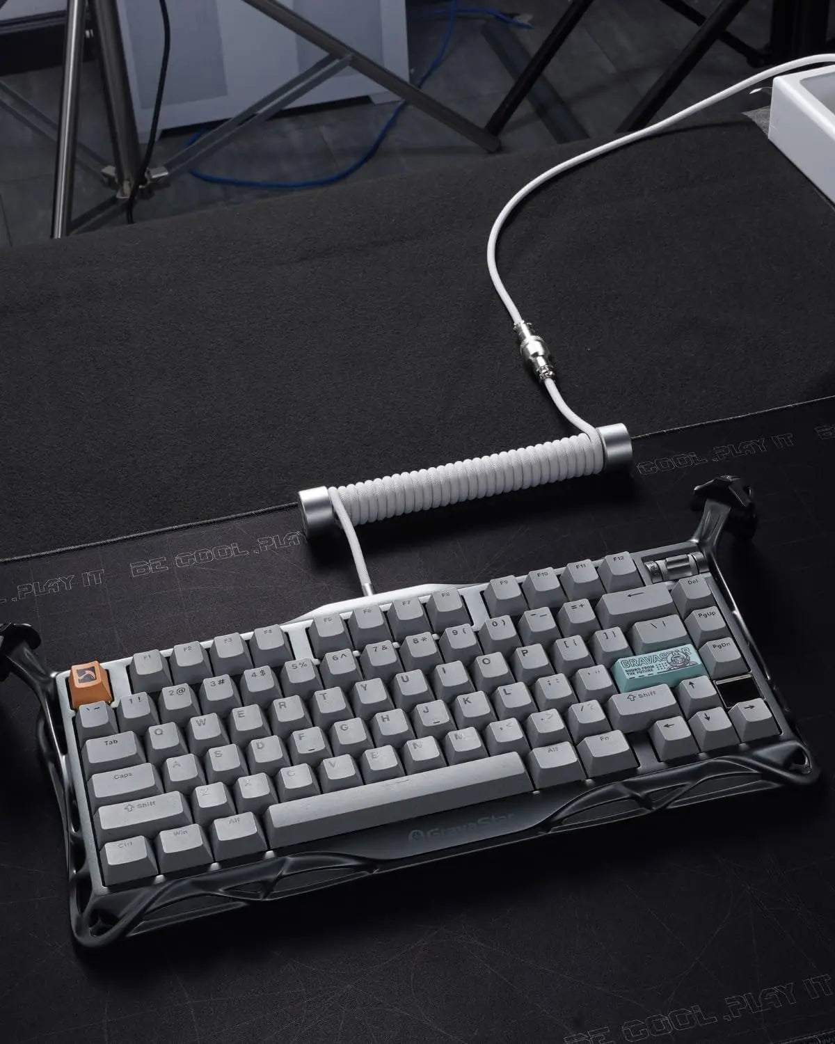 Gravastar Coiled Aviator USB-C Keyboard Cable – Premium Detachable Mechanical Keyboard Cable