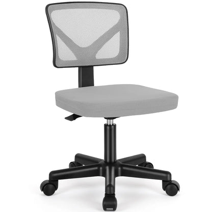 Ergonomic Armless Office Chair – Adjustable Mesh Desk Chair with Wheels for Home Offices & Workspaces