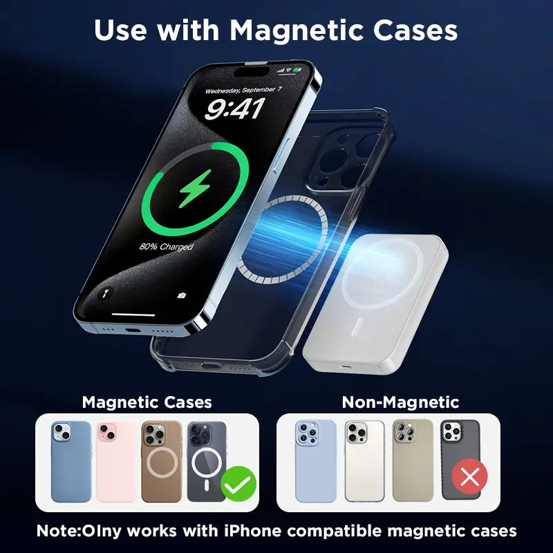 5000mAh Magnetic Power Bank – Portable MagSafe Wireless Charger for iPhone 12–17 Series