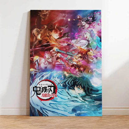 Demon Slayer Framed Canvas Wall Art, Premium Anime Print, UV-Protected Waterproof Canvas, Fade-Resistant Home & Gaming Room Decor