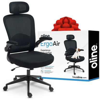 Ergonomic Mesh Office Chair – Adjustable Lumbar Support, Headrest & Flip-Up Armrests for Home Offices & Desk Setups