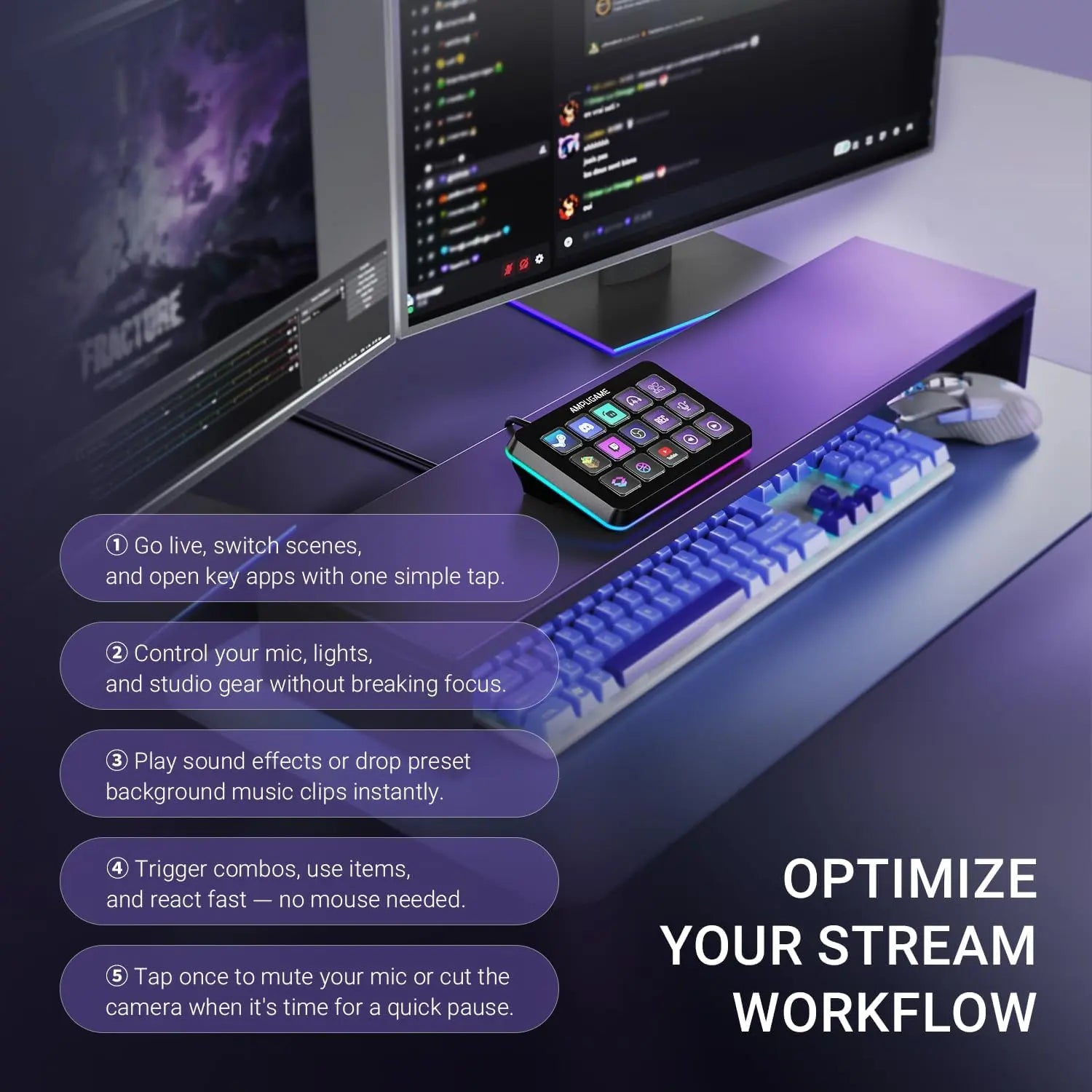 FIFINE Ampligame D6 Stream Controller – 15-Key Programmable Macro Pad