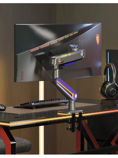 Premium RGB Gaming Monitor Arm – Heavy-Duty Aluminium Monitor Mount for 32–60" Ultrawide & Curved Monitors