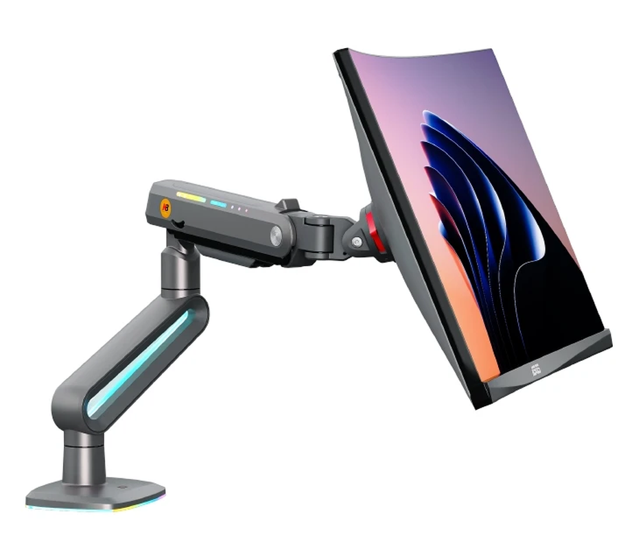 Premium RGB Gaming Monitor Arm – Heavy-Duty Aluminium Monitor Mount for 32–60" Ultrawide & Curved Monitors