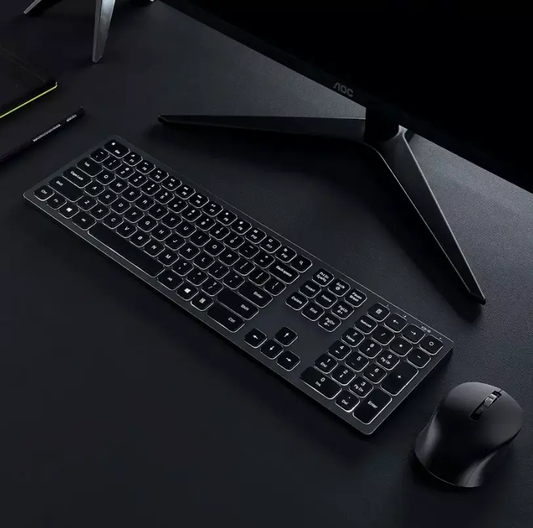 Rechargeable Wireless Keyboard & Mouse Combo – Full-Size Slim 2.4GHz Set with Number Pad for Home & Office