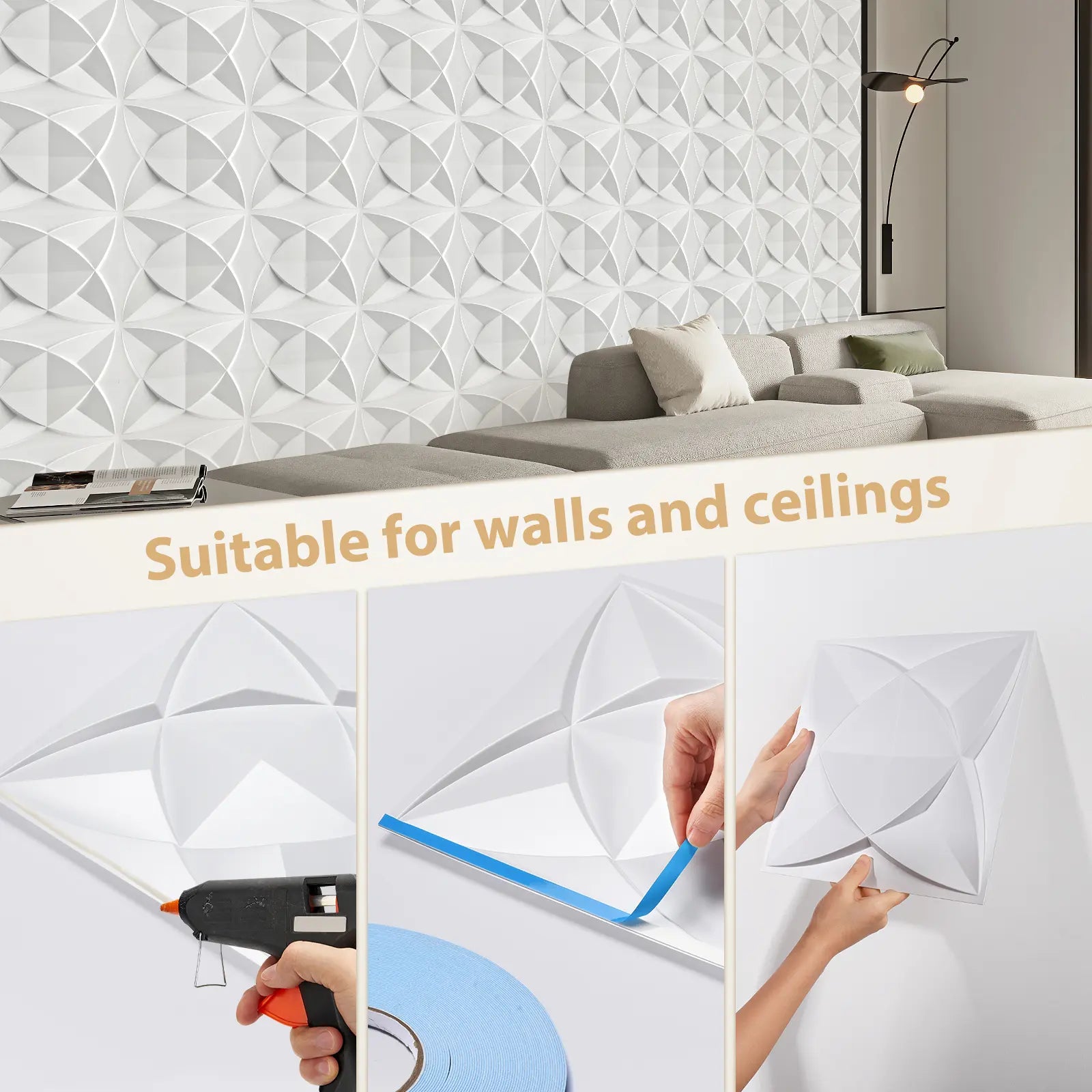 3D Diamond Wall Panels – Waterproof Geometric PVC Wall Tiles for Modern Home Décor