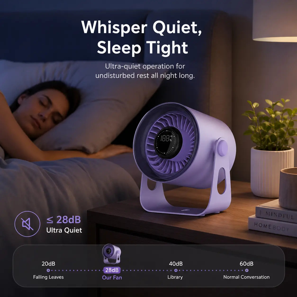 Ultra-Quiet Rechargeable Desk Fan – 100-Speed USB Portable Cooling Fan for Desk Setups, Home Offices & Travel