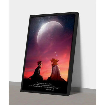 Demon Slayer Framed Canvas Wall Art, Premium Anime Print, UV-Protected Waterproof Canvas, Fade-Resistant Home & Gaming Room Decor