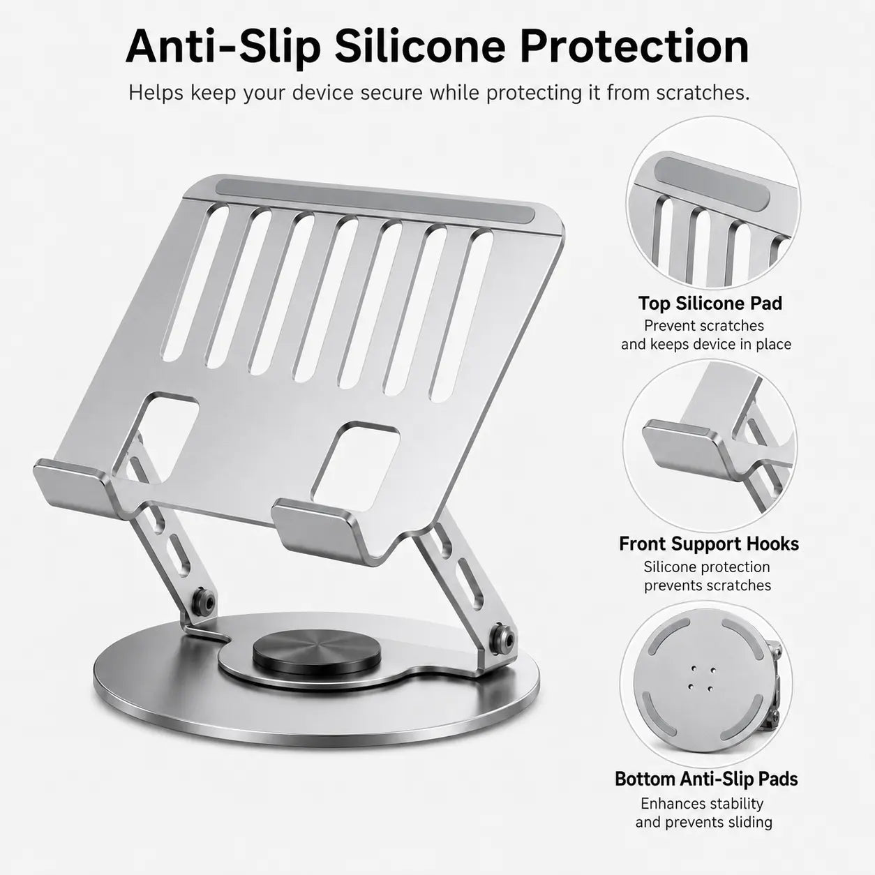 360° Rotating Adjustable Laptop Stand – Foldable Aluminium Laptop Riser for Desk Setups & Home Offices