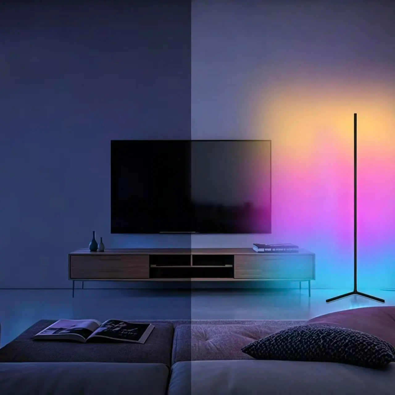Smart LED Corner Floor Lamp, App & Remote Controlled RGB Light for Bedroom Corner Decor