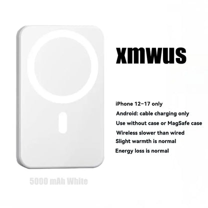 5000mAh Magnetic Power Bank – Portable MagSafe Wireless Charger for iPhone 12–17 Series
