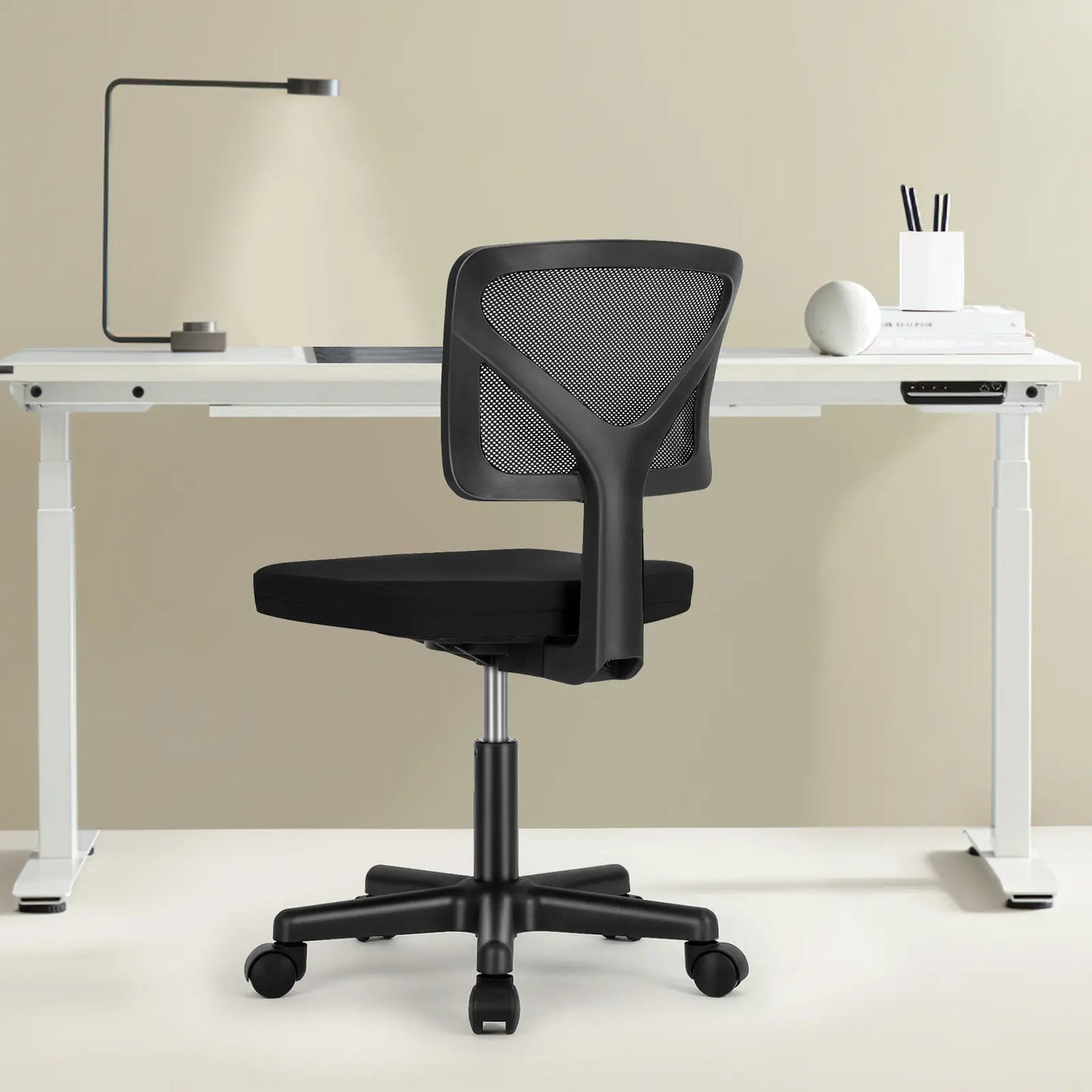 Ergonomic Armless Office Chair – Adjustable Mesh Desk Chair with Wheels for Home Offices & Workspaces