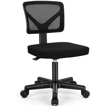 Ergonomic Armless Office Chair – Adjustable Mesh Desk Chair with Wheels for Home Offices & Workspaces