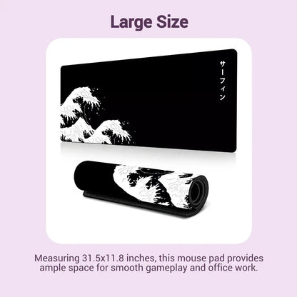Wave Pattern Extended Desk Mat – Premium Non-Slip Gaming Mouse Pad