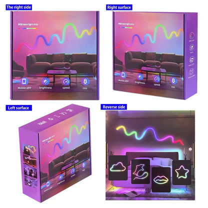 Smart RGB Neon LED Strip Light – App-Controlled USB LED Rope Light with Music Sync for Desk Setups & Gaming Rooms