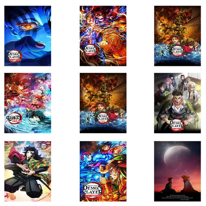 Demon Slayer Framed Canvas Wall Art, Premium Anime Print, UV-Protected Waterproof Canvas, Fade-Resistant Home & Gaming Room Decor