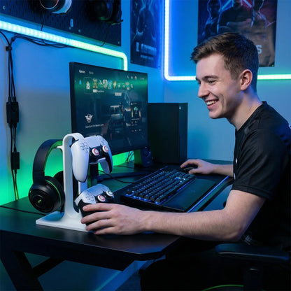 Gaming Headset & Controller Stand – Desktop Organiser for PS5, PS4, Xbox & Nintendo Switch Setups