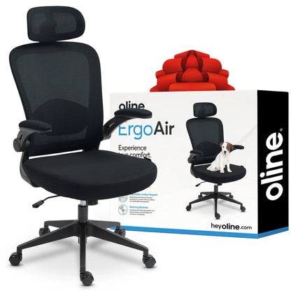 Ergonomic Mesh Office Chair – Adjustable Lumbar Support, Headrest & Flip-Up Armrests for Home Offices & Desk Setups