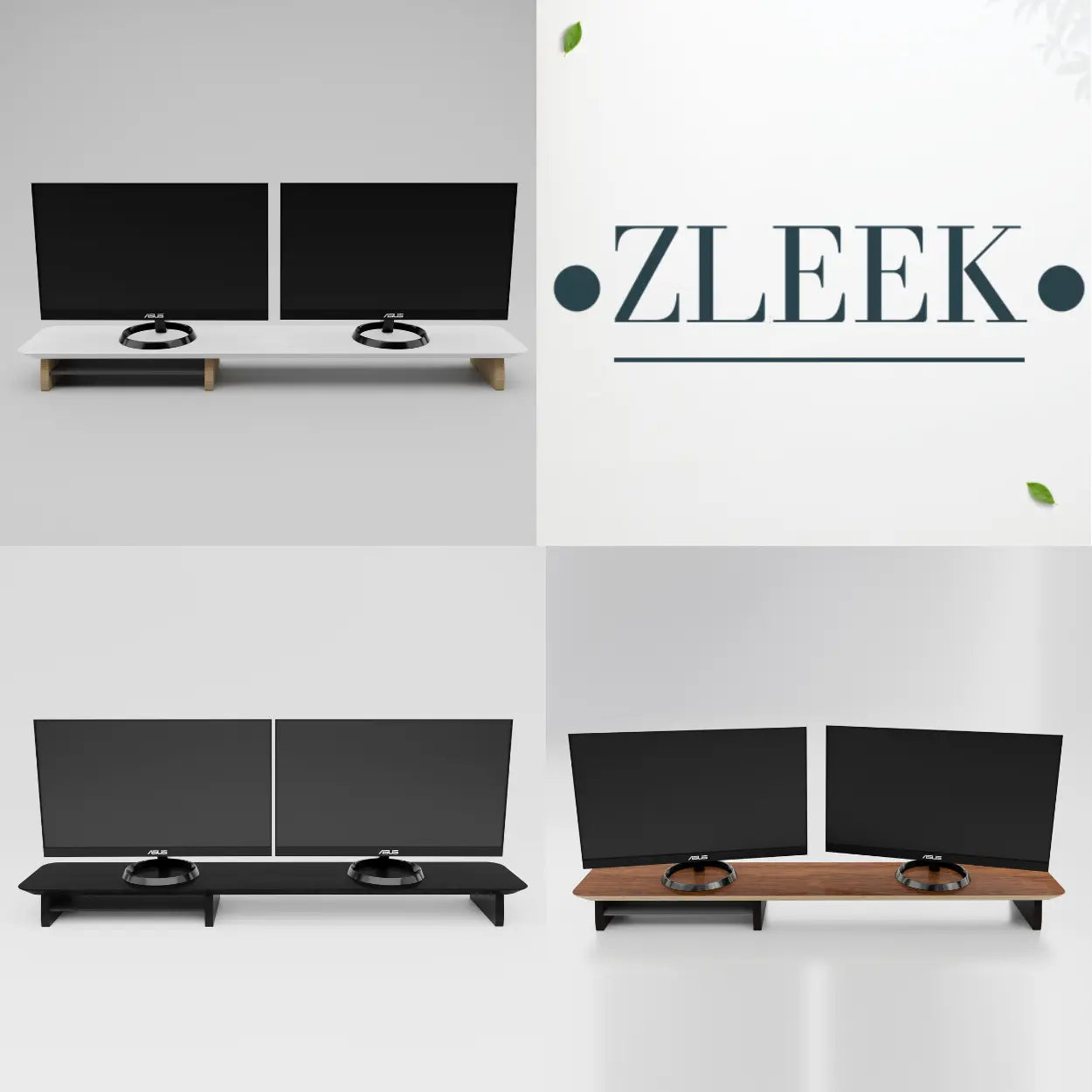 Premium Wooden Dual Monitor Riser – Solid Wood Monitor Stand for Desk Setups, Home Offices & Gaming Stations