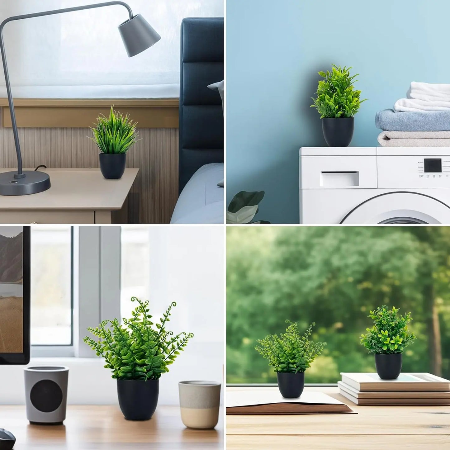 Artificial Potted Plants Set – Realistic Faux Greenery for Desk Setups, Home Offices & Home Décor