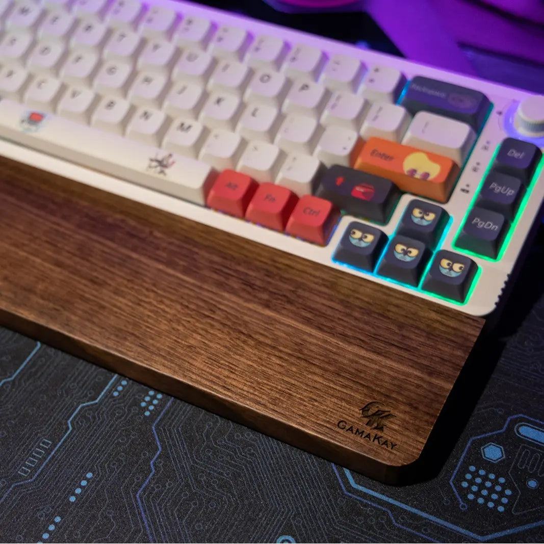 Walnut Wooden Keyboard Wrist Rest – Ergonomic Palm Support for 60%, 65%, 75% Mechanical Keyboards